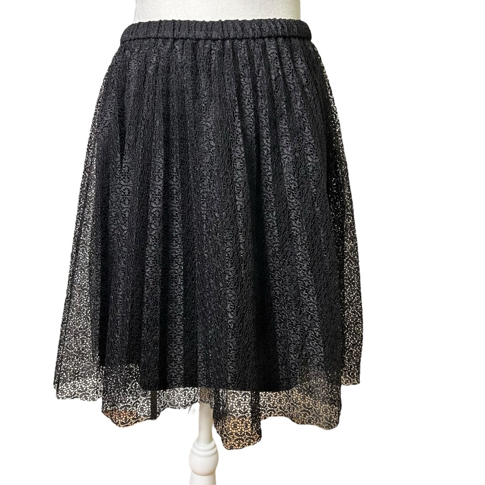 Elle Black Lace Skirt Mini Pleated MED Whimsigoth Dark Coquette Witchy Goth